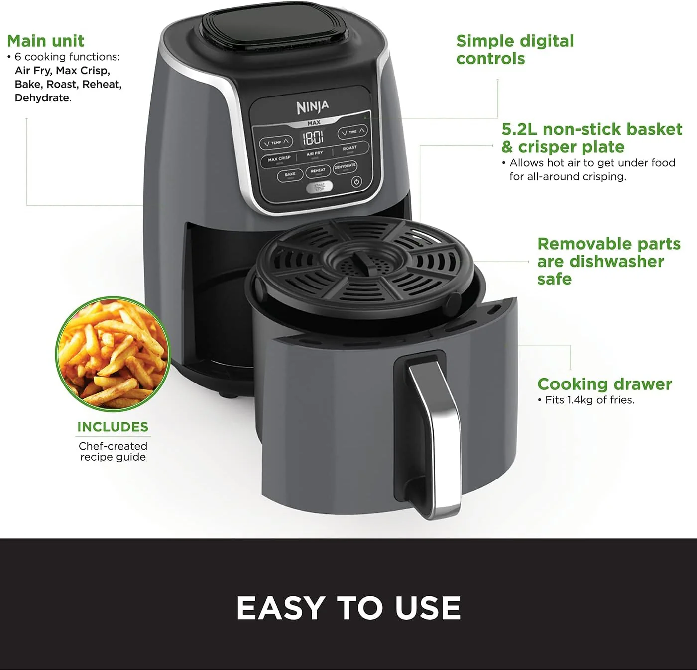 Ninja AF160UK Air Fryer MAX 5.2L - Image 3