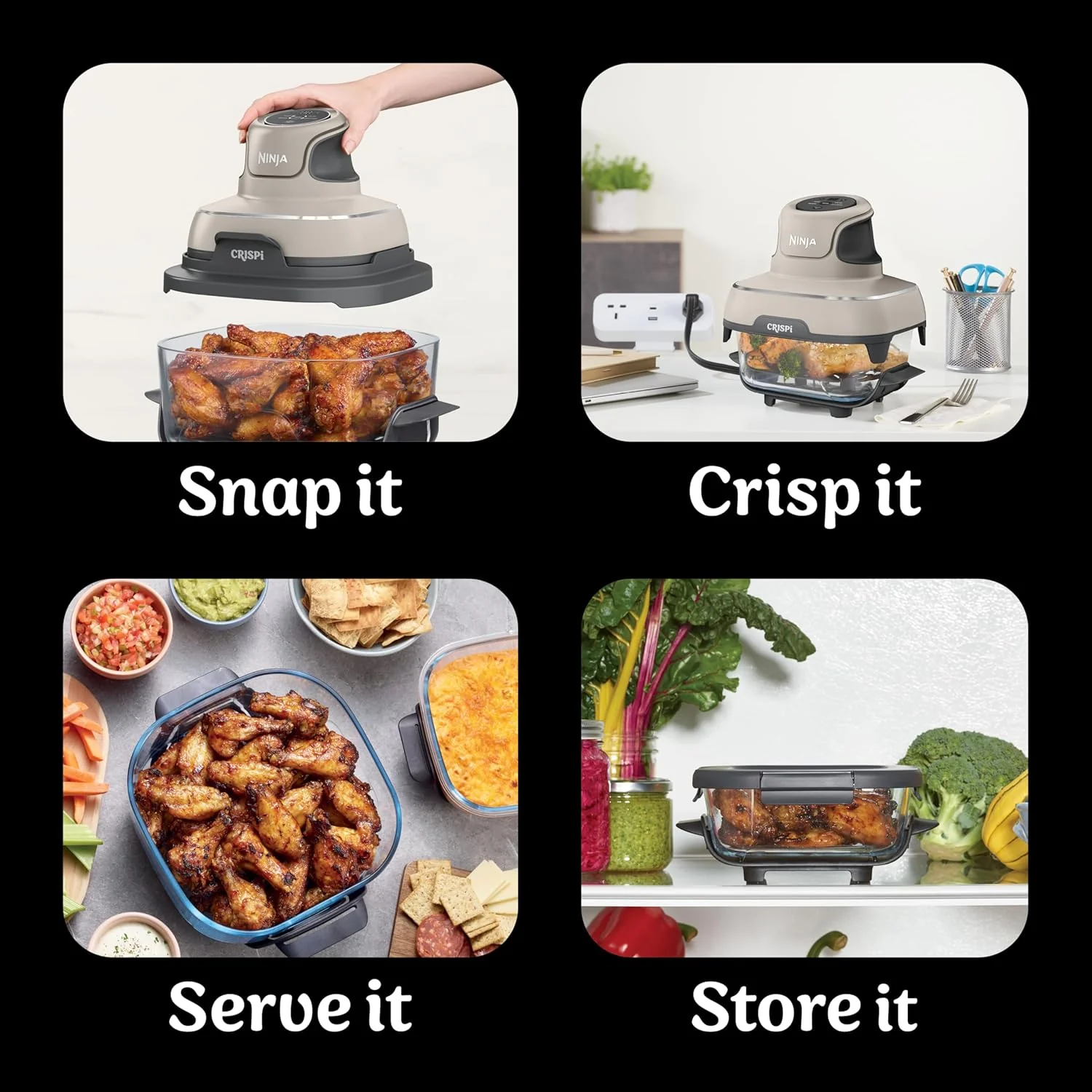 Ninja FN101UKST CRISPi 4-in-1 Portable Glass Airy Fryer, Stone - Image 10