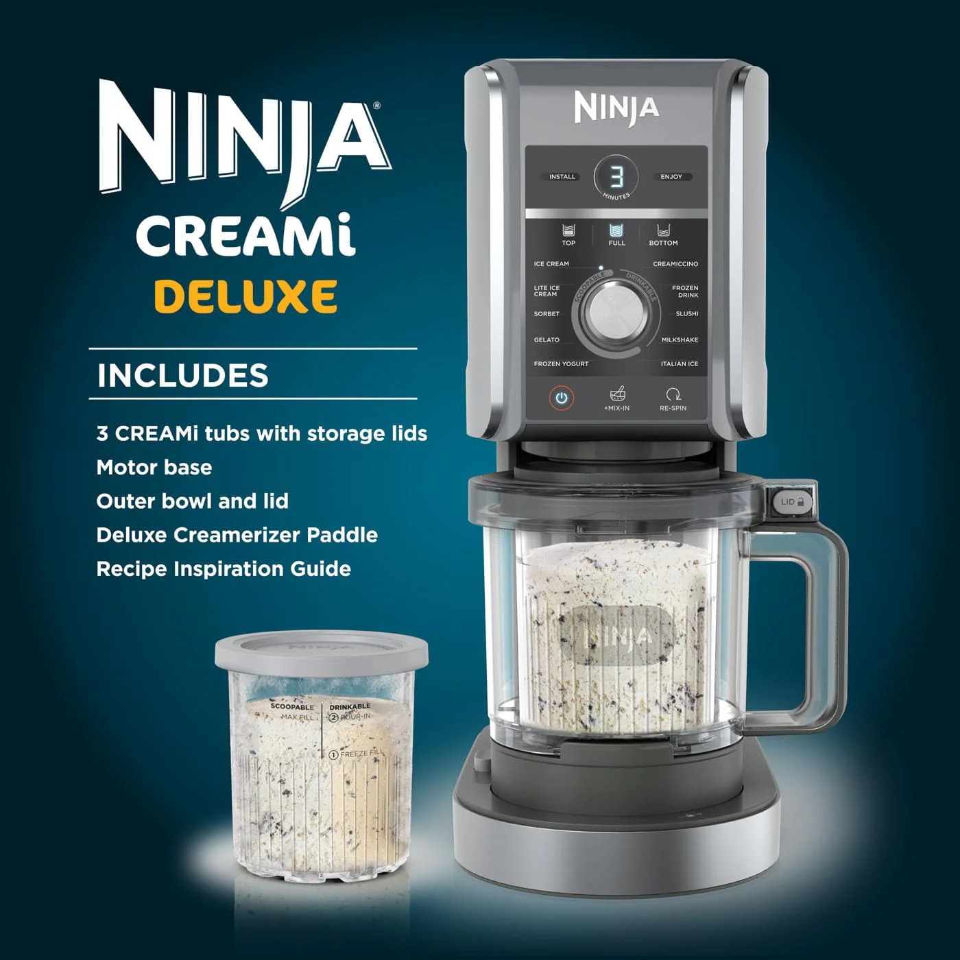 Ninja NC501UK CREAMi Deluxe 10-in-1 Ice Cream and Frozen Drink Maker - Image 7