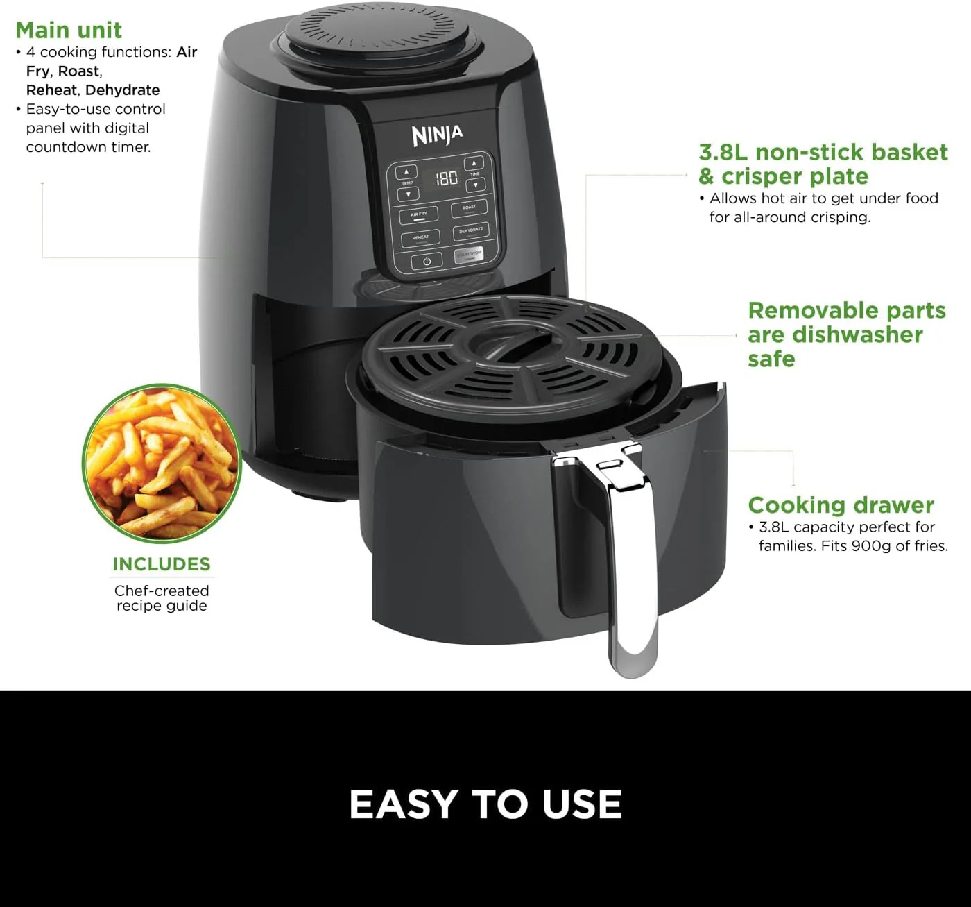 Ninja AF100UK Air Fryer 3.8L - Image 3